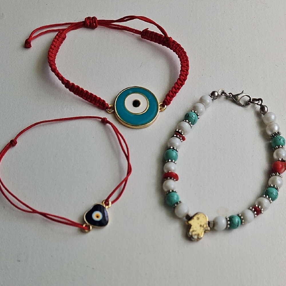Red and Blue Evil Eye Bracelets Set